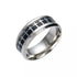 Men 8mm Titanium Steel Beveled Edge Black Cross Pattern Comfort-Fit Wedding Band